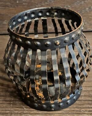 Vintage 1971 HomeCo Home Interiors Black Metal Gothic Votive Candle Holder 1970s
